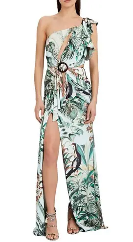 PatBo EDEN PRINT ONE SHOULDER MAXI DRESS SZ 2 Green