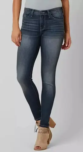 KanCan Women's Mid Rise Stretch Skinny Jeans Blue Denim Size 28