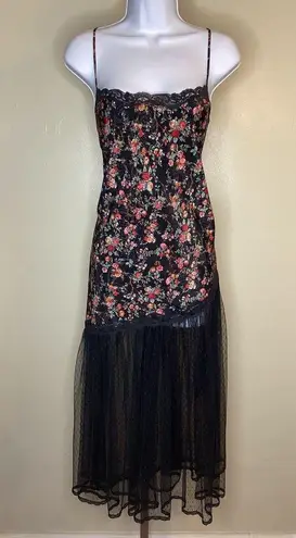 Keyloun Women Vintage Nightgown Sz. Med (runs Small) Floral Teddy w lace hem EUC