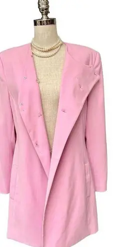 Champagne Italy Pink Jewel Encrusted Pastel Pink Church Suit Blazer, Size 12