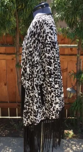 Ella Moss Black/White Fringe Cardigan Size S