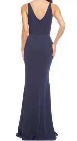 Dress the Population Women's Jordan Ruched Side Slit Gown navy blue size XS NWT