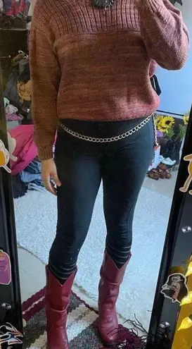 Knit striped chunky crewneck sweater Multi Size M