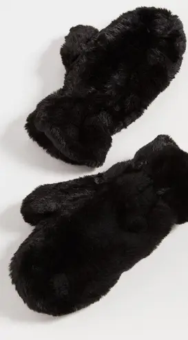 Apparis Coco Faux Fur Mittens in Noir One Size New Womens Gloves Black