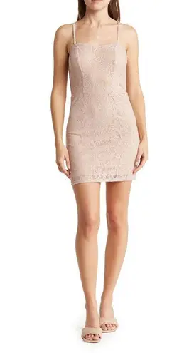 Dress the Population  leanne lace cocktail sheath mini dress pink medium new