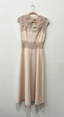 L.K. Bennett Selene Lace & Crepe Cap Sleeve Fit & Flare Midi Dress Blush Women 2 Pink