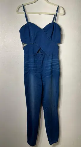 XOXO Denim Cut Out Jumpsuit