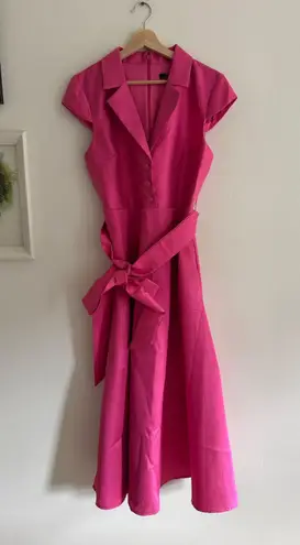 Badgley Mischka Cap Sleeve Fit and Flare Watermelon Pink Midi Dress Size 8