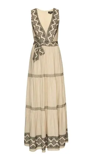 PatBo EMBROIDERY MAXI DRESS sz 2 Tan
