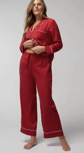 Soma WOVEN Long-Sleeve Notch Collar Top and Pants Set. MSRP $138