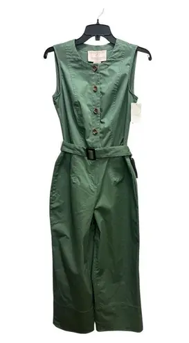 Gal Meets Glam Green Cropped Jumpsuit with Belted Waist