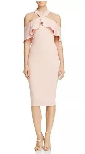 Nookie Hermosa Cold Shoulder Midi Dress Blush Pink Girly Bodycon Small