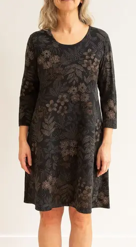 Gudrun Sjoden Floral Knit Black Dress Whimsigoth Size Large Moody Fall Florals