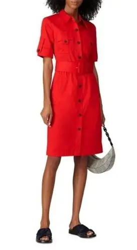 Derek Lam Collective Cherry Red Cotton Belted Utility Dress Size 52 IT | 16 US