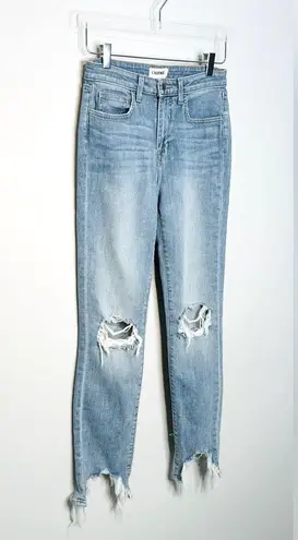 L'Agence High Line High Rise Skinny Desert Light Destressed Denim Jeans Size 25