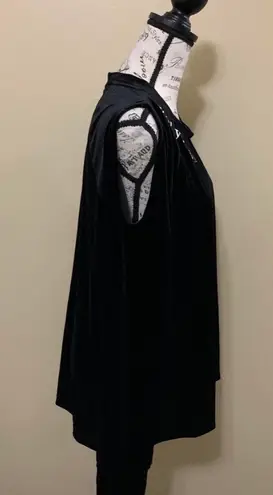 Material Girl Black Velour Cold Shoulder Top