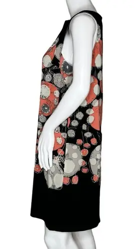 Julie Dillon Dress Women 6 Black Orange Geometric Shift Artsy Art to Wear Preppy