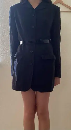 Dolce & Gabbana Vintage Y2K Dark Gray Virgin Wool Long Blazer / Mini Dress