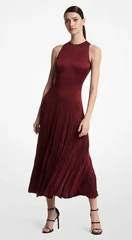 Michael Kors Collection Jamison Crushed Charmeuse Midi Dress NWT Retail $1,990 Red Size 12
