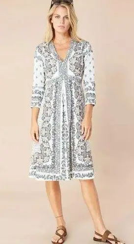 Hale Bob New Joss Jersey Dress Cream Gray Midi Women's Size XS