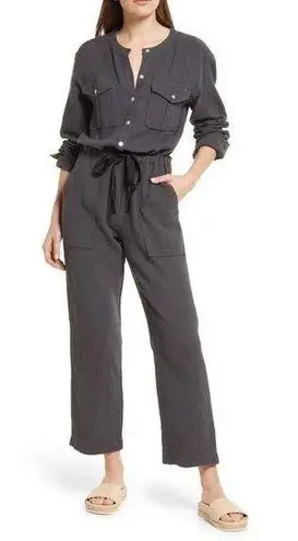 Faherty Dream Gauze Cotton Long Sleeve Jumpsuit Grey Gray Small $178