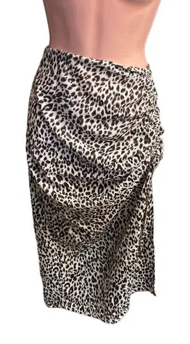 Very J Ruched Animal Print Midi Skirt Size Large Hand Measures Smaller