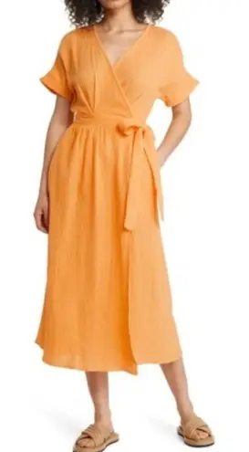 Marine layer Women's Valencia Midi Wrap Dress Golden Yellow Size XS