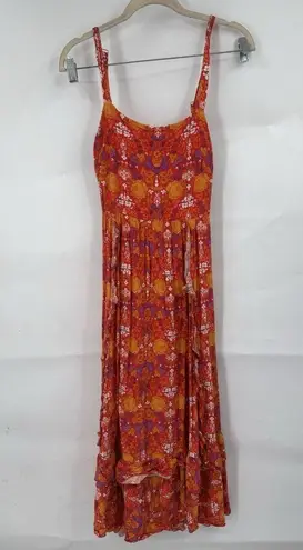 Abel the label Floral Midi Dress Women Small Orange Red Peasant Prairie Bohemian - Image 1