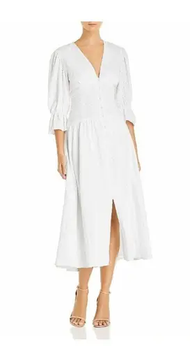 Rebecca Taylor La Vie Leaf Milk Embroidered Tea Dress A-line Short Sleeve Brunch