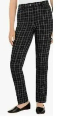 Hilary Radley S Sits at the Waist Slim Leg Plaid Pants Workwear in Black Gray