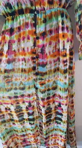 Xinshina Colorful Button Down Swimcover Maxi Dress Size L Beach Cover Up NWT Size L