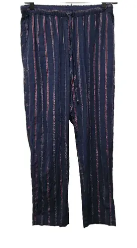 Xirena Kalvyn Winston Stripe Drawstring Pants sz XS Navy Purple Pockets Blue