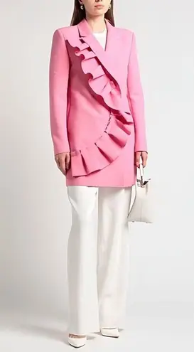 $605 NWT MSGM HALF LINED DOUBLE BREASTED BLAZER WITH RUFFLED Size 40 Pink Coat