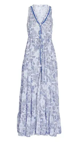 Poupette St. Barth  Nana Printed Maxi Dress Revolve Blue Begonia Size L New w/Tag