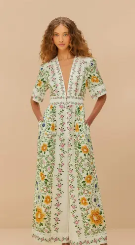 Farm Rio Off-White Folk Floral Lenzing™ Ecovero™ Euroflax™ Jumpsuit
