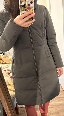 Moncler Long Goose Down Puffer Gray Parka with Removable Hood Size S