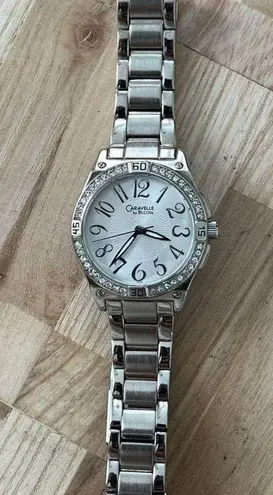 Caravelle by Bulova Ladies Watch Stainless Bracelet Silver Dial Crystals