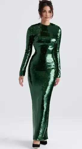 House Of CB  Belle Pine Green Sequin Maxi Dress S