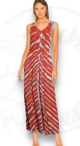 Young Fabulous and Broke Young Fabulous Broke Mud Savannah Sleeveless Maxi Dress Tie Dye Orange Blue Sz S