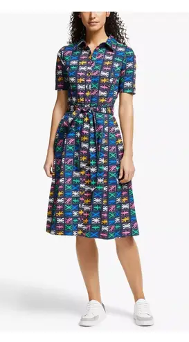 Boden Multi Color Union Jack Anastasia Shirt Dress Sz.10R Blue Size 10