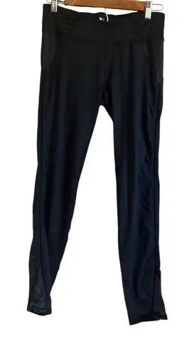 Free Country MPG Womens Black Athletic Workout Leggings Mesh Panels