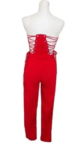 by the way. Kathleen Strap Red Lace Up Back Tapered Pant Jumpsuit Women’s Size XS