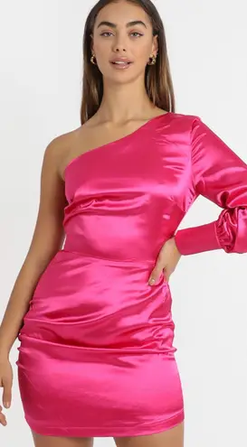 Showpo Pink One Shoulder Dress 