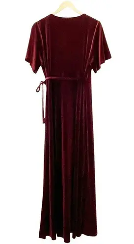 Lottie Velvet Maxi Dress Women's Size XXL Stretch Midi Maxi Burgundy Cranberry Red