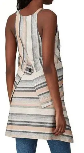 RTR sz2 Rosetta Getty Apron Wrap Halter Top Tan Black Jacquard Stripe Sleeveless White Size 2