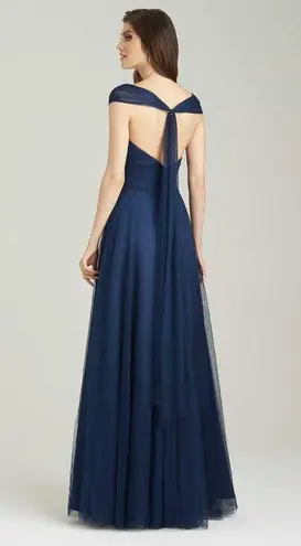 Allure Bridesmaid Style 1450 Navy Tulle Dress 10 Blue