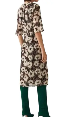 Ba&sh NWT Kaz Robe V-Neck Printed Midi Dress SMALL in Ecru