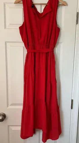 Simply Vera, Vera Wang Simply Vera Vera Wang Rouched Halter Dress Red M High Low Asymmetric Sleeveless