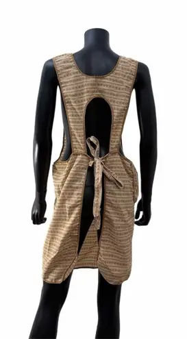 Vintage Apron Style Pinafore Dress Brown Stripe Open Back Cottagecore Size undefined