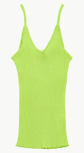 Maryam Nassir Zadeh Blanca Tank Size Large Brat Neon Green Ribbed Knit Top NWT